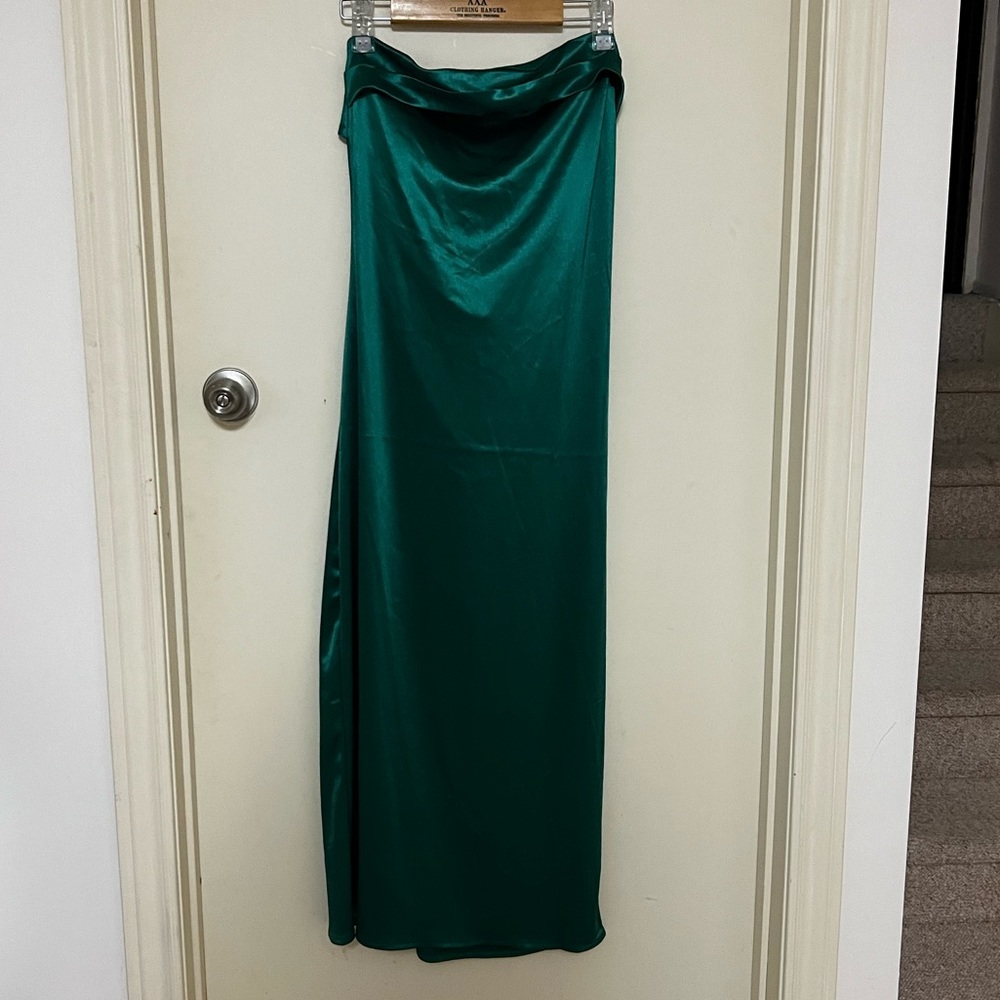 Strapless open back maxi dress